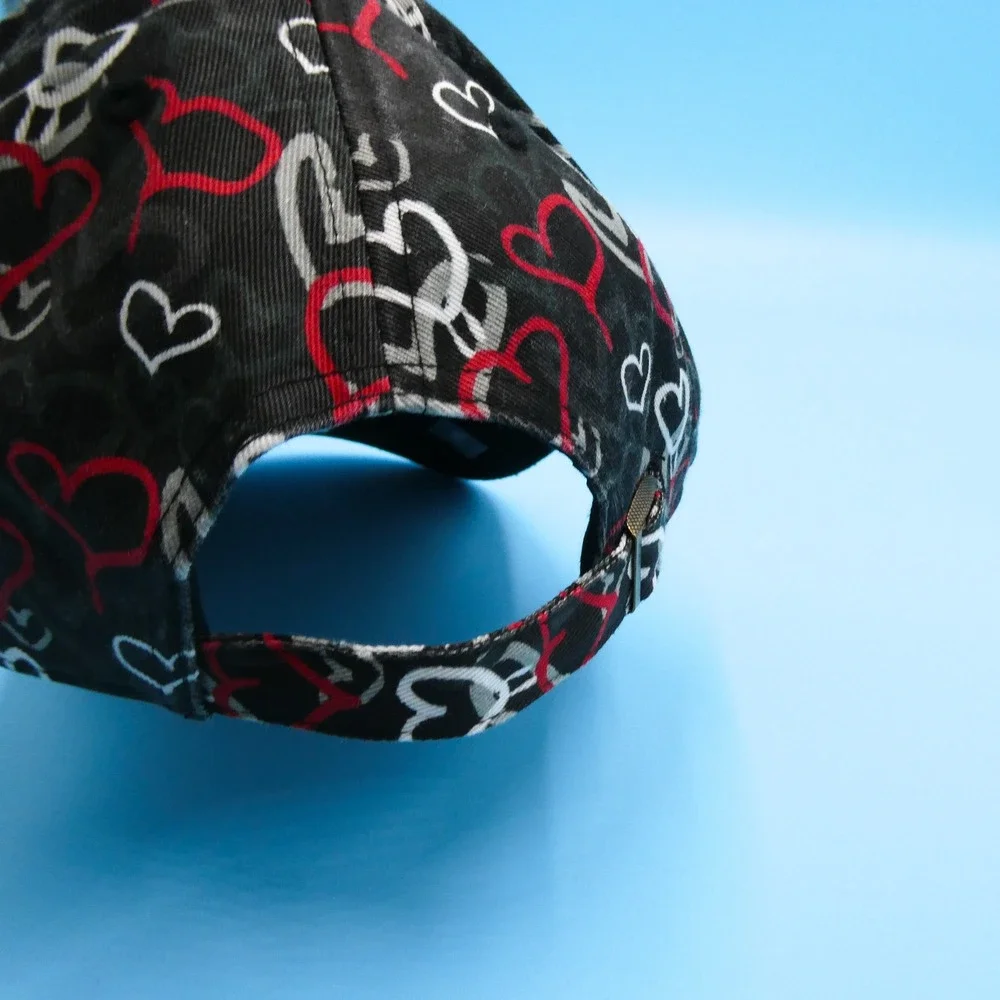 '47 Brand Cap‎ Youth Chicago Bulls Black Red Heart All Over Print Cotton Hat AOP